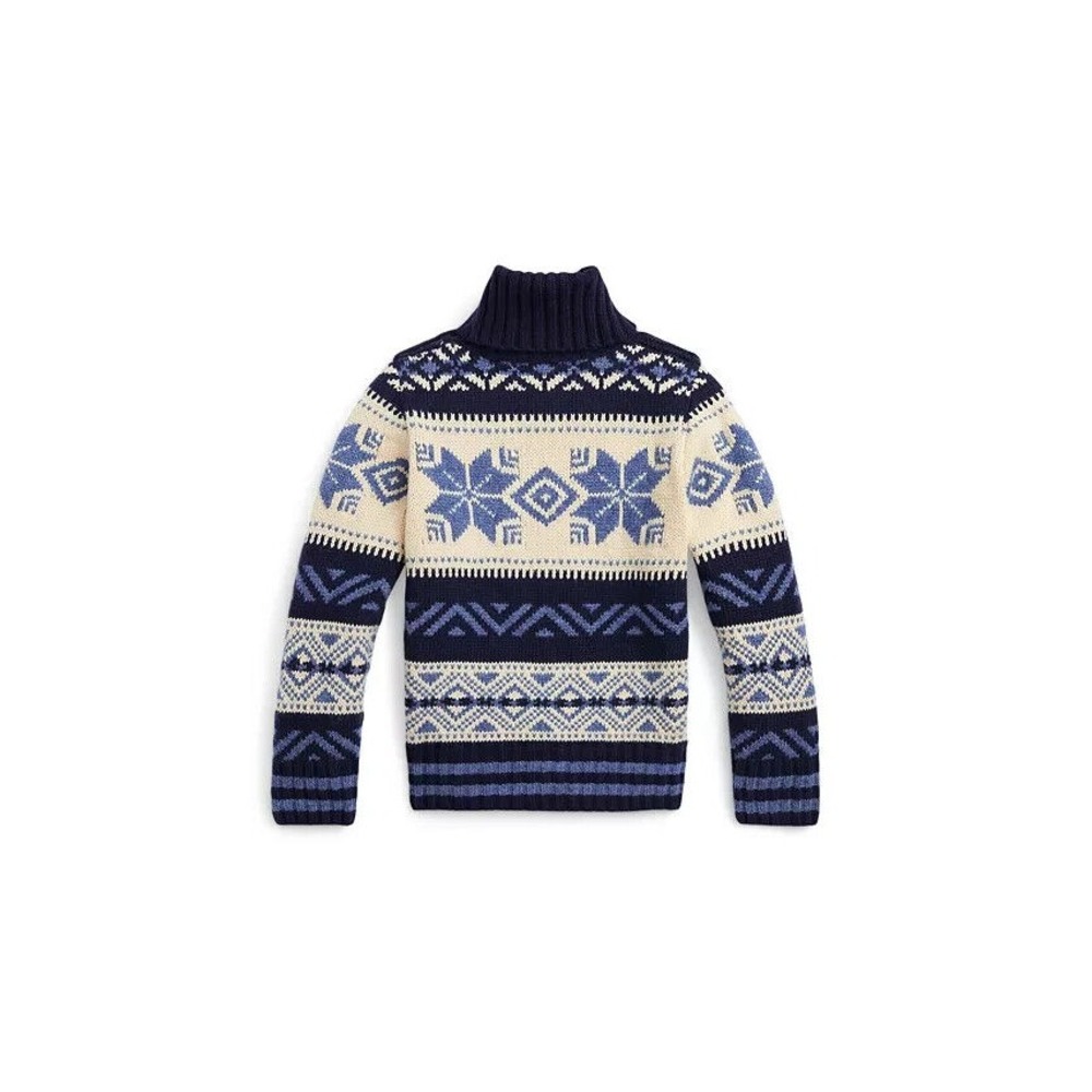 Polo Ralph Lauren Girls Fair Isle Wool‎ Blend Turtleneck Sweater Blue Size  5